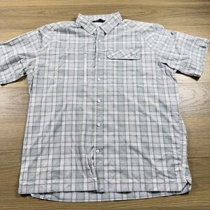 Under Armour Shirt Men XXL Fishing Vented Heatgear Loose Quick Dry Gray Plaid